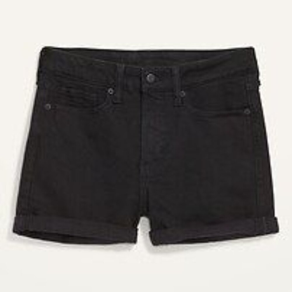 High-Waisted O.G. Straight Black Jean Shorts for Women -- 3-inch inseam